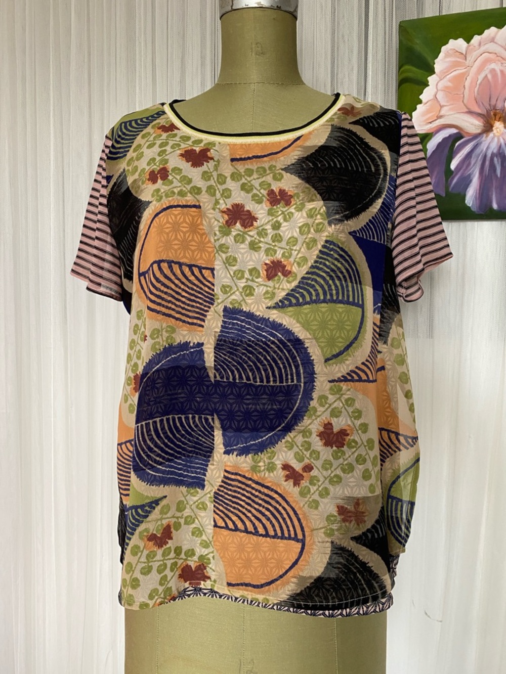 Scotch & Soda Multicolor Abstract Pattern Short Sleeve Top S/M